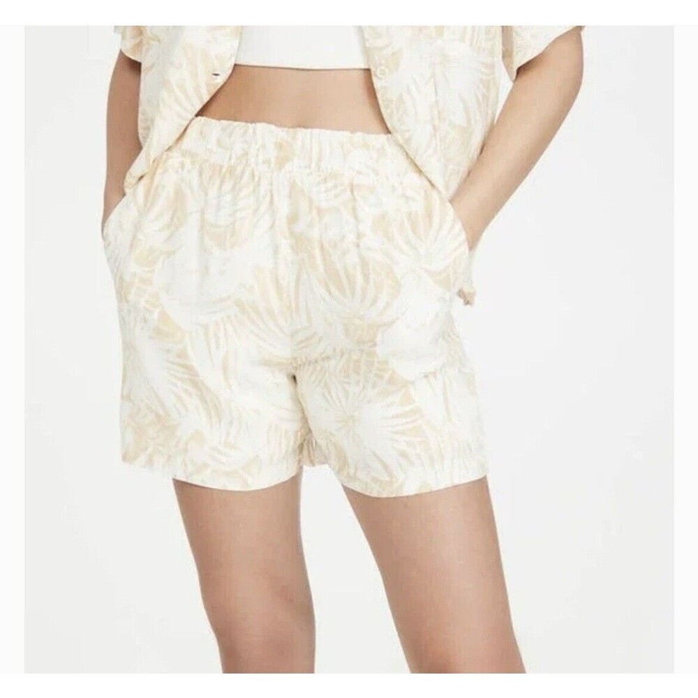 Anine Bing Candice Palm Print Shorts Elastic Waist Pockets Pull On Hawaiian sz S